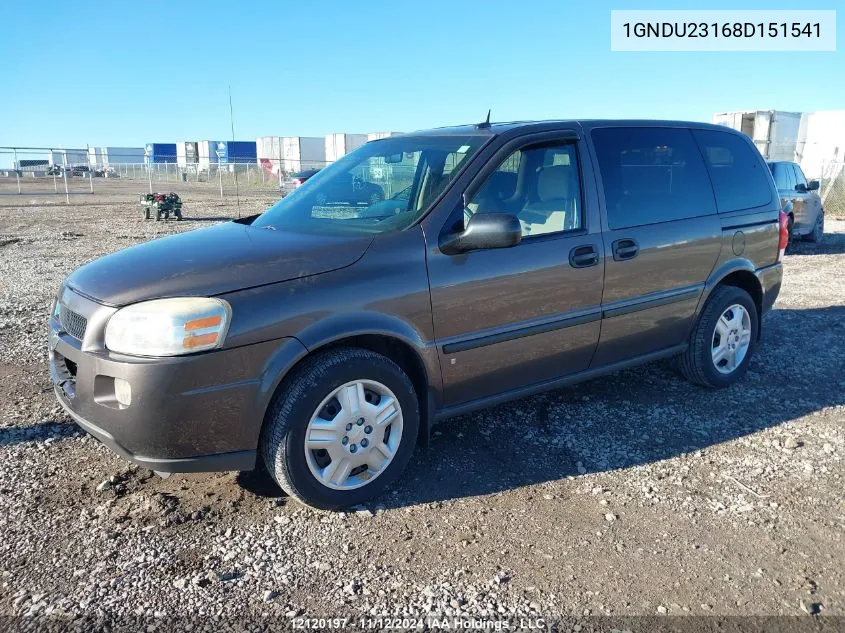 2008 Chevrolet Uplander VIN: 1GNDU23168D151541 Lot: 12120197