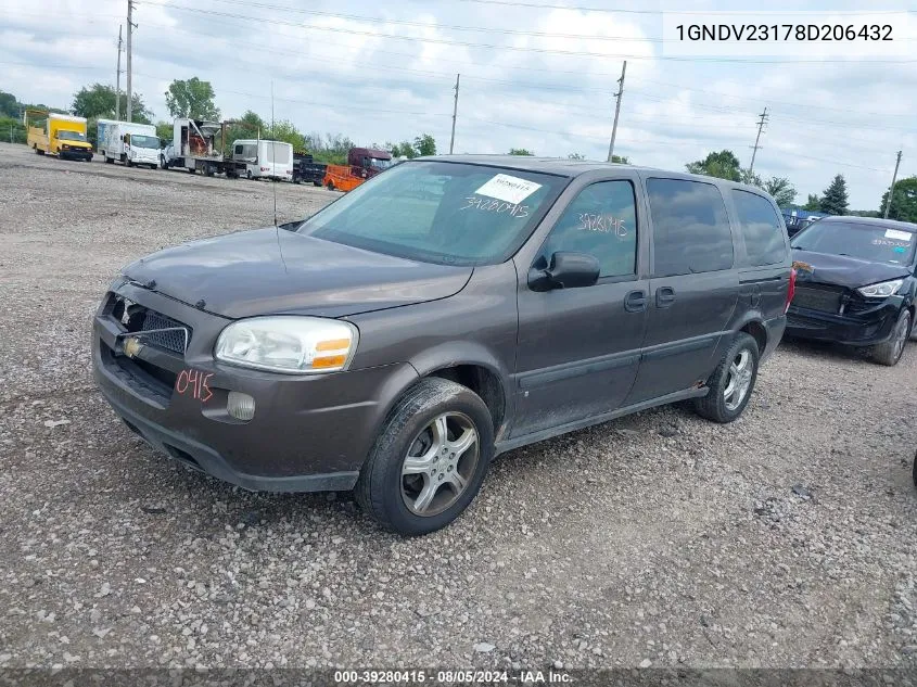 2008 Chevrolet Uplander Ls VIN: 1GNDV23178D206432 Lot: 39280415