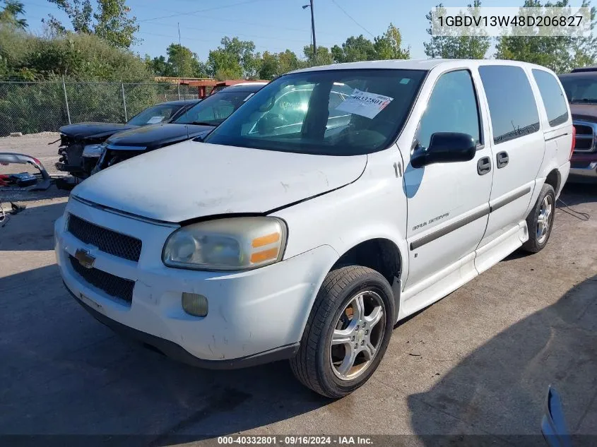 2008 Chevrolet Uplander Incomplete VIN: 1GBDV13W48D206827 Lot: 40332801