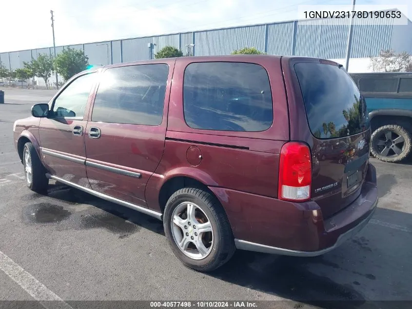 2008 Chevrolet Uplander Ls VIN: 1GNDV23178D190653 Lot: 40577498