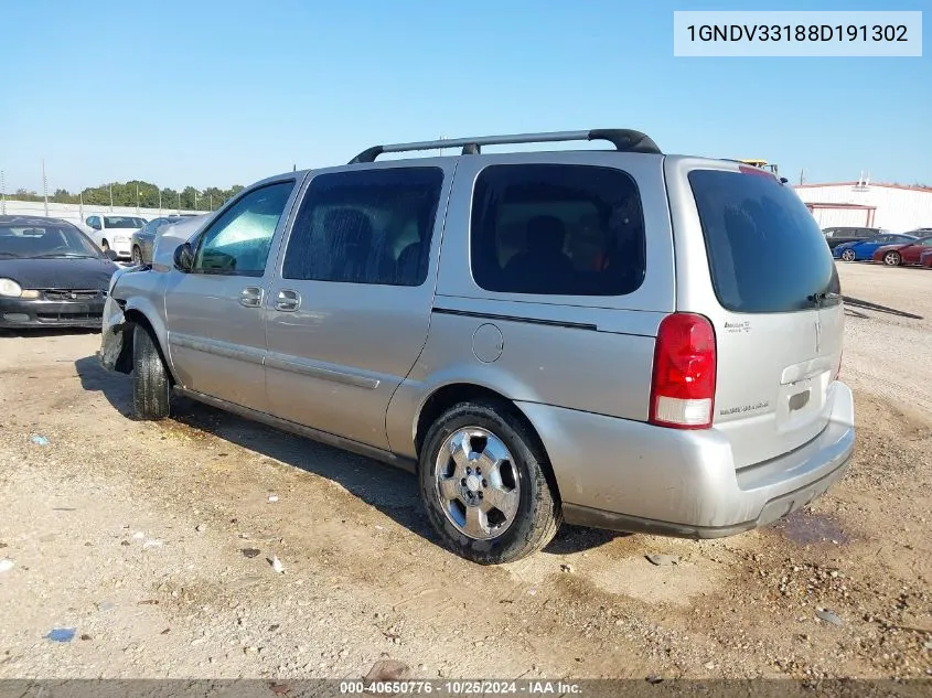 2008 Chevrolet Uplander Lt VIN: 1GNDV33188D191302 Lot: 40650776