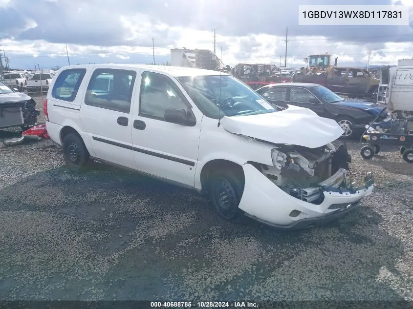 2008 Chevrolet Uplander Cargo VIN: 1GBDV13WX8D117831 Lot: 40688785