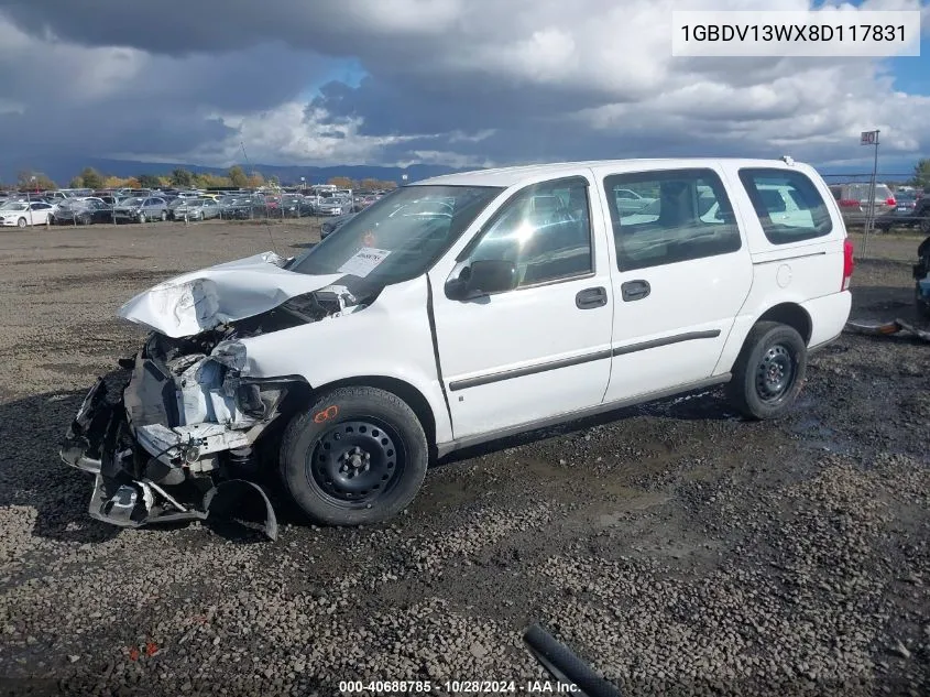 2008 Chevrolet Uplander Cargo VIN: 1GBDV13WX8D117831 Lot: 40688785