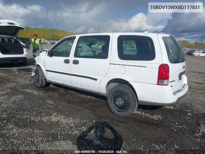 2008 Chevrolet Uplander Cargo VIN: 1GBDV13WX8D117831 Lot: 40688785