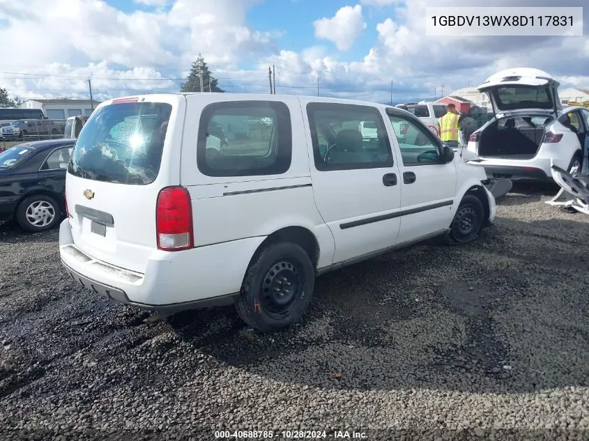 2008 Chevrolet Uplander Cargo VIN: 1GBDV13WX8D117831 Lot: 40688785