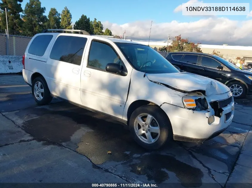 2008 Chevrolet Uplander Lt W/1Lt VIN: 1GNDV33188D114638 Lot: 40790885