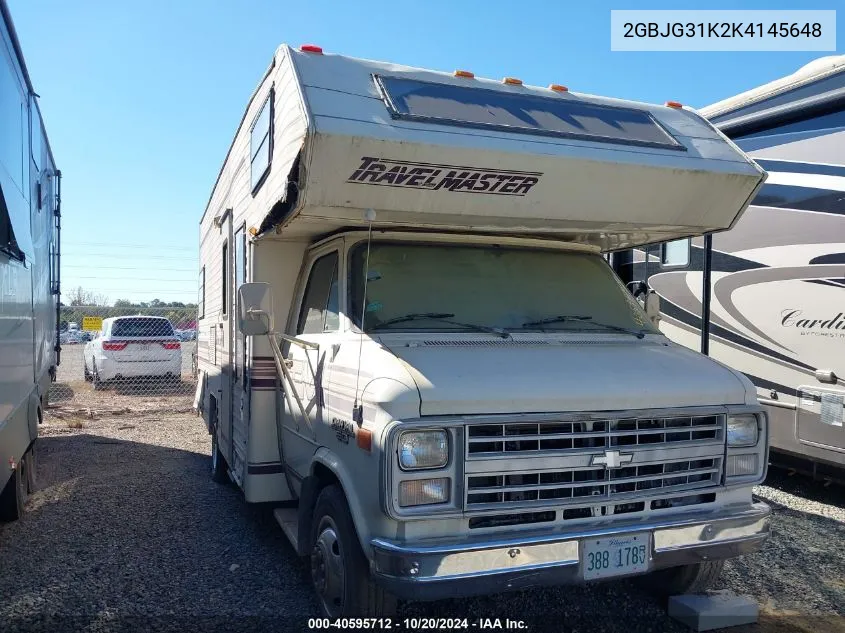 1989 Chevrolet G30 VIN: 2GBJG31K2K4145648 Lot: 40595712