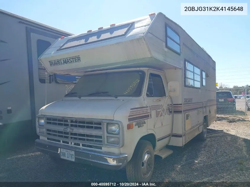 1989 Chevrolet G30 VIN: 2GBJG31K2K4145648 Lot: 40595712