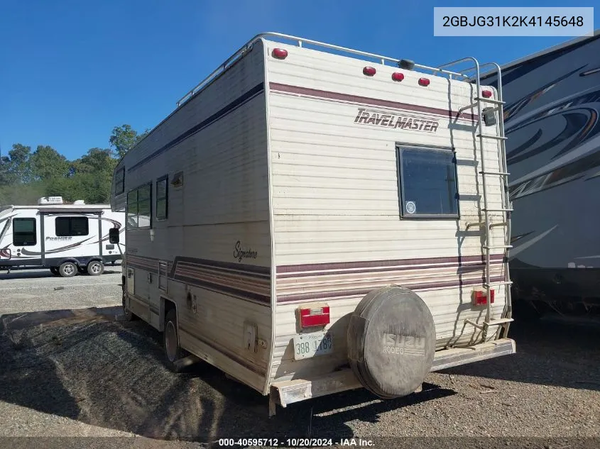 1989 Chevrolet G30 VIN: 2GBJG31K2K4145648 Lot: 40595712