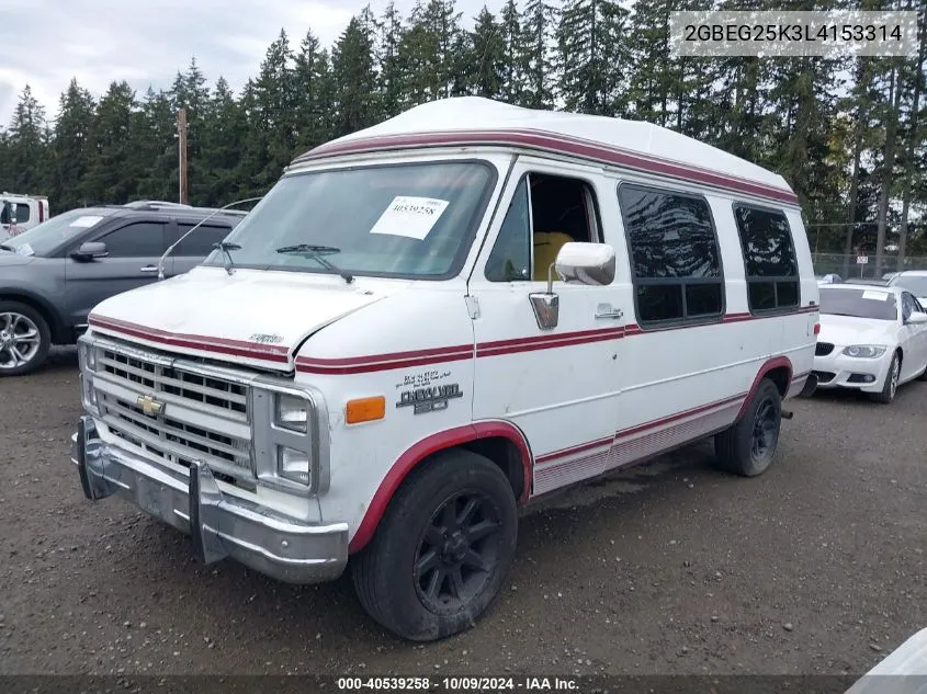 1990 Chevrolet G20 VIN: 2GBEG25K3L4153314 Lot: 40539258