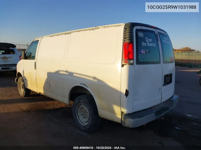 1998 Chevrolet Chevy Van G2500 VIN: 1GCGG25R9W1031988 Lot: 40609410