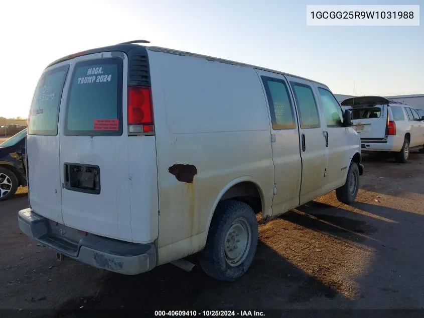 1998 Chevrolet Chevy Van G2500 VIN: 1GCGG25R9W1031988 Lot: 40609410