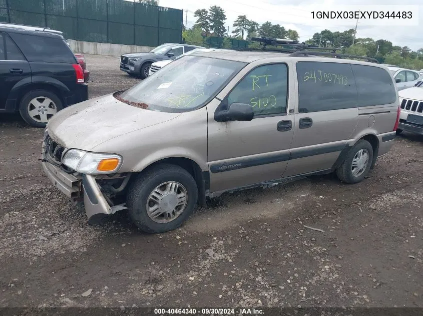 2000 Chevrolet Venture Ls VIN: 1GNDX03EXYD344483 Lot: 40464340