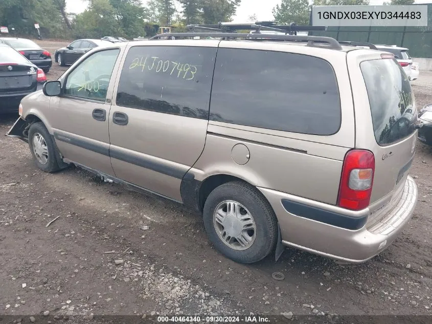 2000 Chevrolet Venture Ls VIN: 1GNDX03EXYD344483 Lot: 40464340