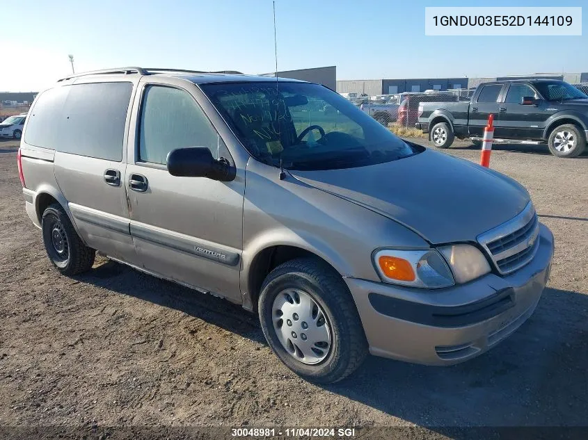 2002 Chevrolet Venture VIN: 1GNDU03E52D144109 Lot: 30048981