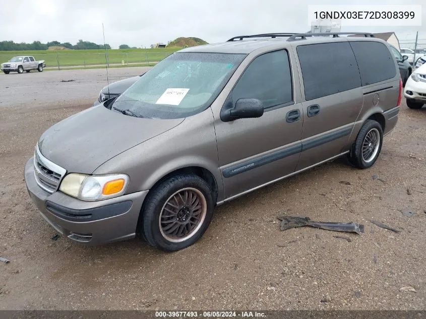 1GNDX03E72D308399 2002 Chevrolet Venture Plus