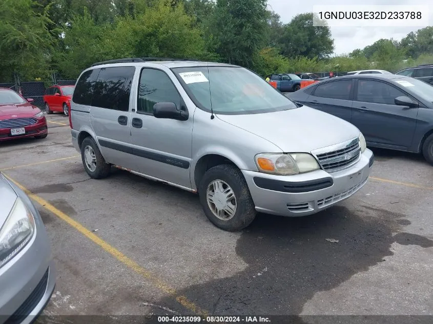 2002 Chevrolet Venture Ls VIN: 1GNDU03E32D233788 Lot: 40235099