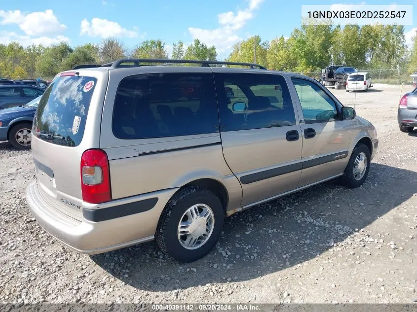 2002 Chevrolet Venture Ls VIN: 1GNDX03E02D252547 Lot: 40391142