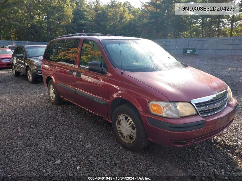 2002 Chevrolet Venture Ls VIN: 1GNDX03E32D204279 Lot: 40491945