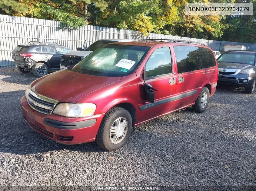 2002 Chevrolet Venture Ls VIN: 1GNDX03E32D204279 Lot: 40491945