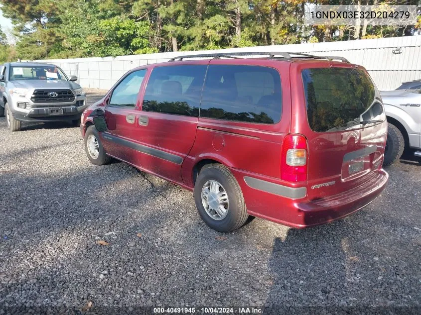 2002 Chevrolet Venture Ls VIN: 1GNDX03E32D204279 Lot: 40491945