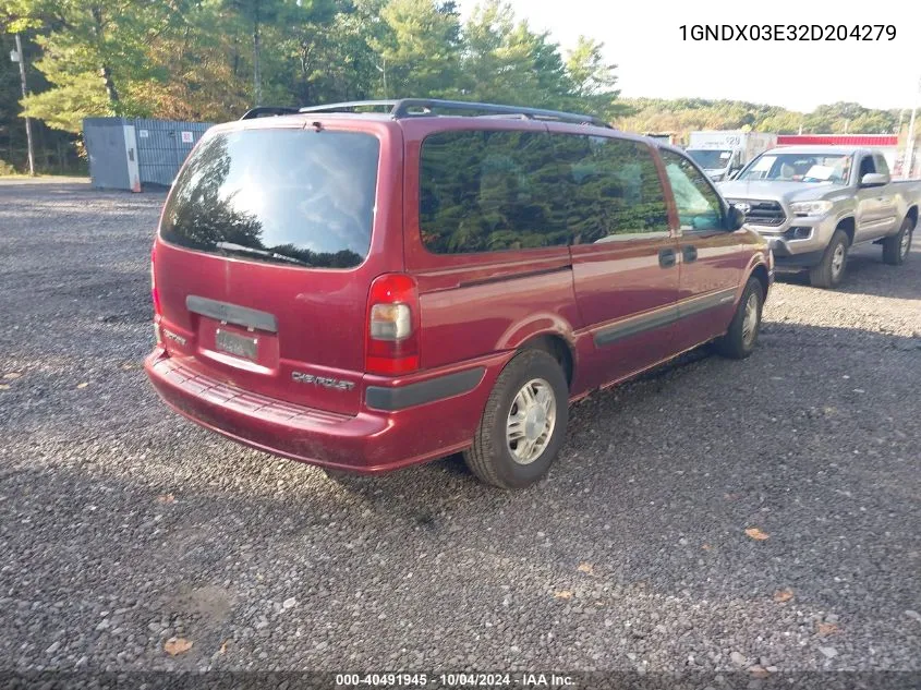 2002 Chevrolet Venture Ls VIN: 1GNDX03E32D204279 Lot: 40491945