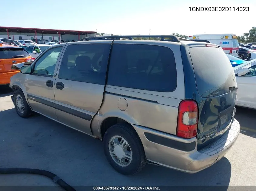 1GNDX03E02D114023 2002 Chevrolet Venture Ls