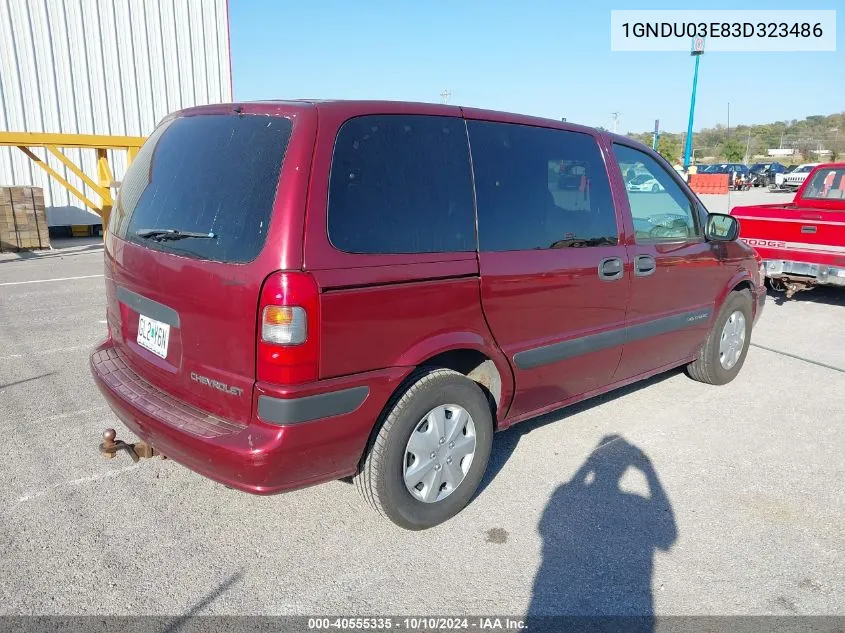 2003 Chevrolet Venture VIN: 1GNDU03E83D323486 Lot: 40555335