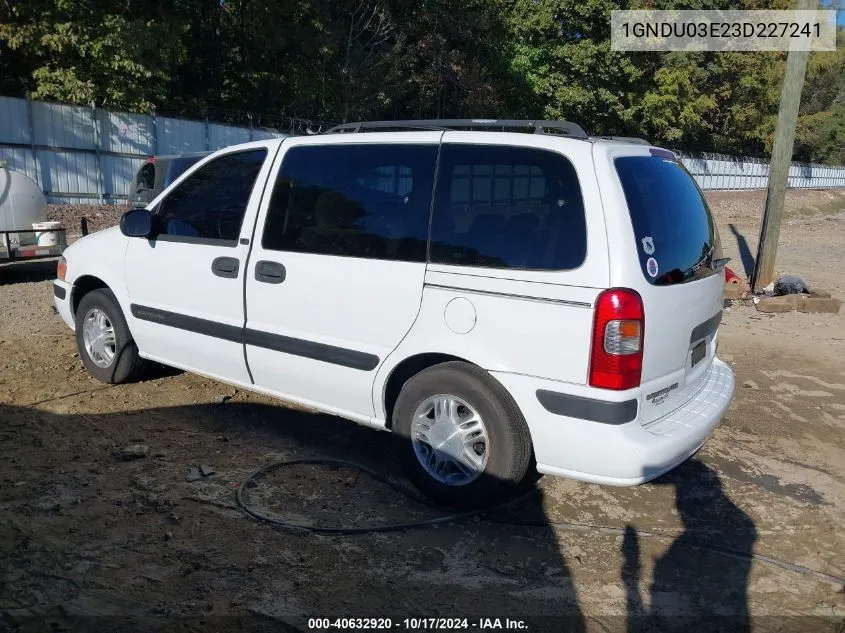 2003 Chevrolet Venture Ls VIN: 1GNDU03E23D227241 Lot: 40632920