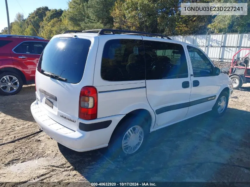 2003 Chevrolet Venture Ls VIN: 1GNDU03E23D227241 Lot: 40632920