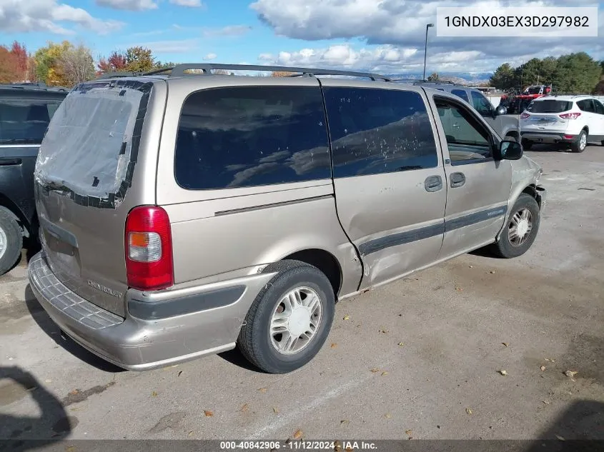 2003 Chevrolet Venture Ls VIN: 1GNDX03EX3D297982 Lot: 40842906