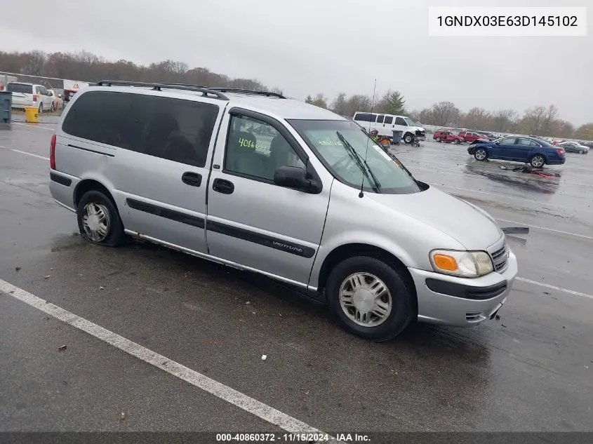 2003 Chevrolet Venture Lt W/1Sd VIN: 1GNDX03E63D145102 Lot: 40860372