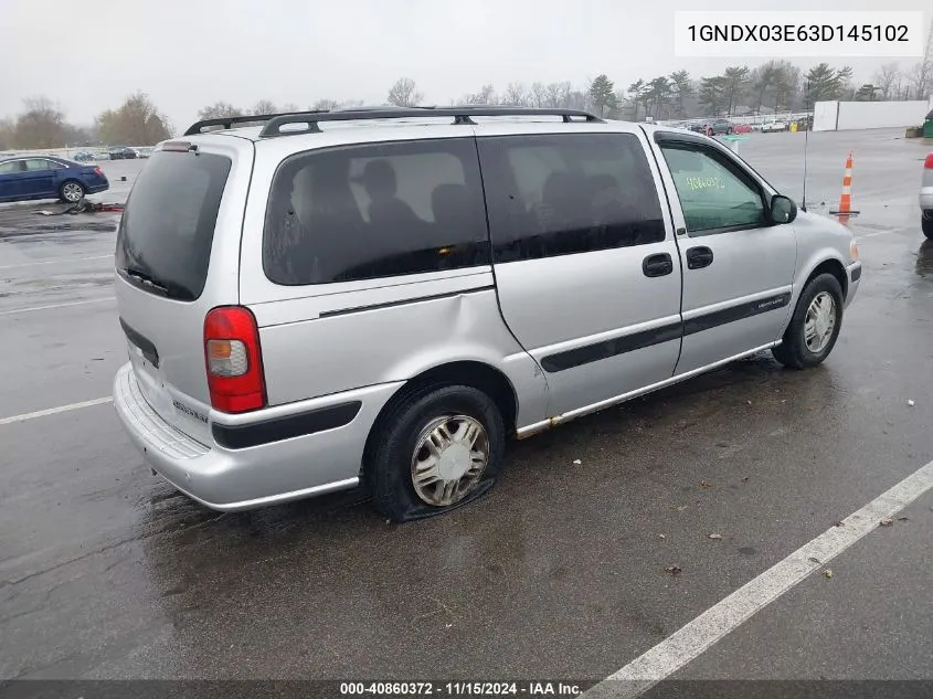 2003 Chevrolet Venture Lt W/1Sd VIN: 1GNDX03E63D145102 Lot: 40860372