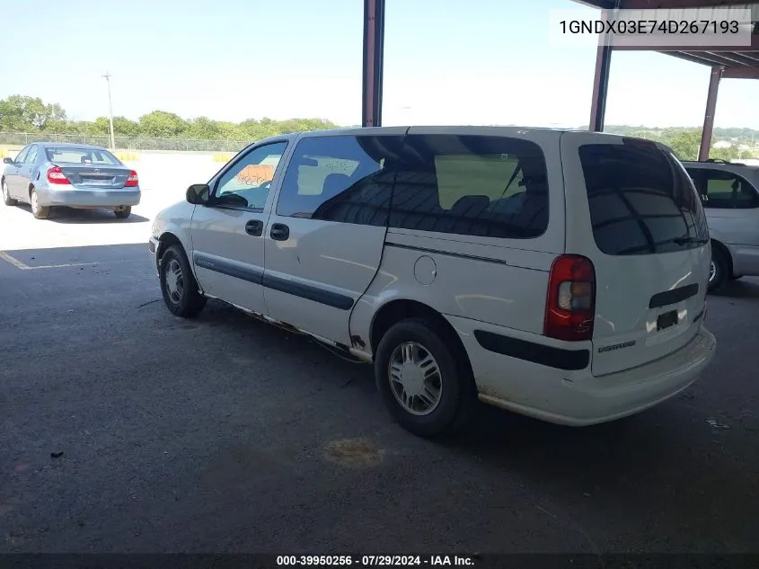 2004 Chevrolet Venture Plus VIN: 1GNDX03E74D267193 Lot: 39950256