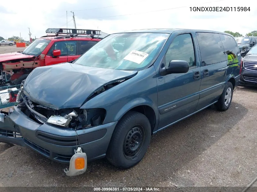 1GNDX03E24D115984 2004 Chevrolet Venture Plus