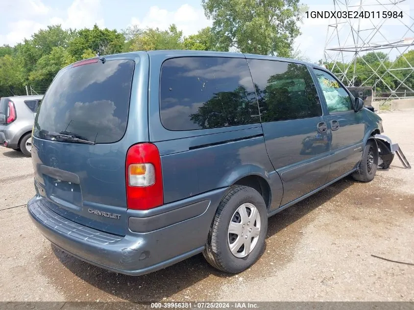 1GNDX03E24D115984 2004 Chevrolet Venture Plus