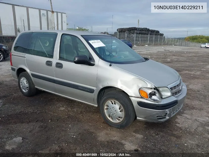 2004 Chevrolet Venture Plus VIN: 1GNDU03E14D229211 Lot: 40491869