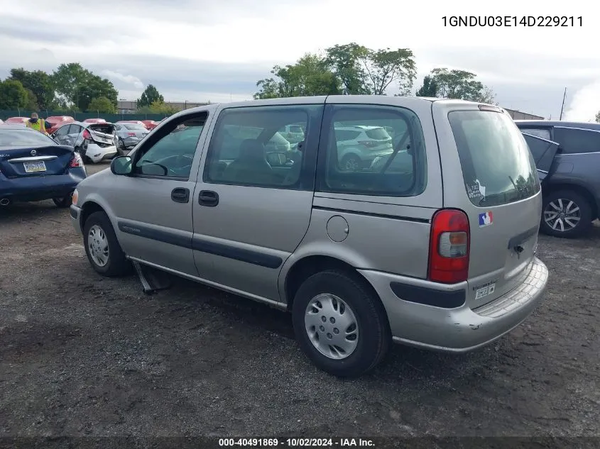 1GNDU03E14D229211 2004 Chevrolet Venture Plus