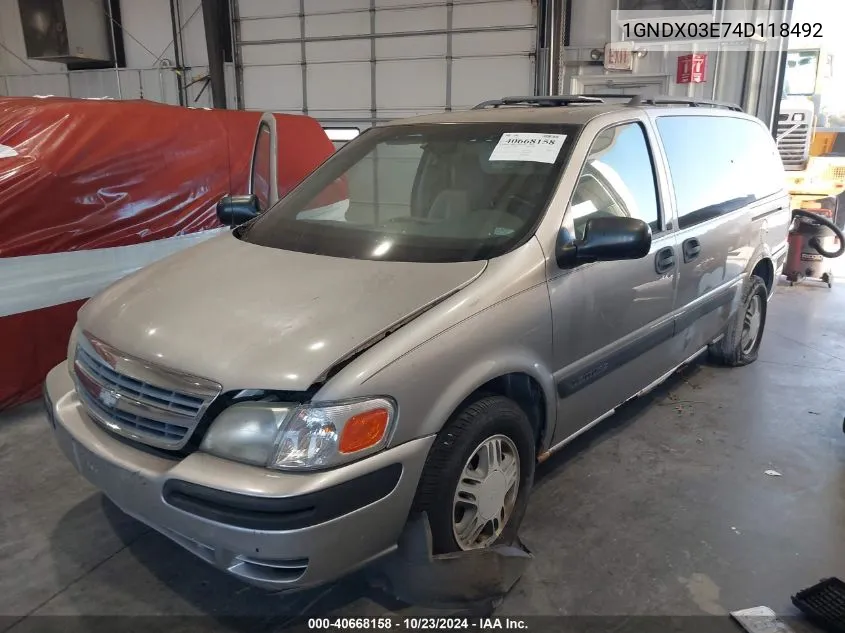 1GNDX03E74D118492 2004 Chevrolet Venture Ls