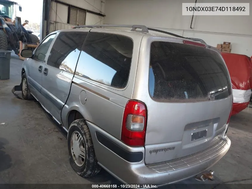 1GNDX03E74D118492 2004 Chevrolet Venture Ls