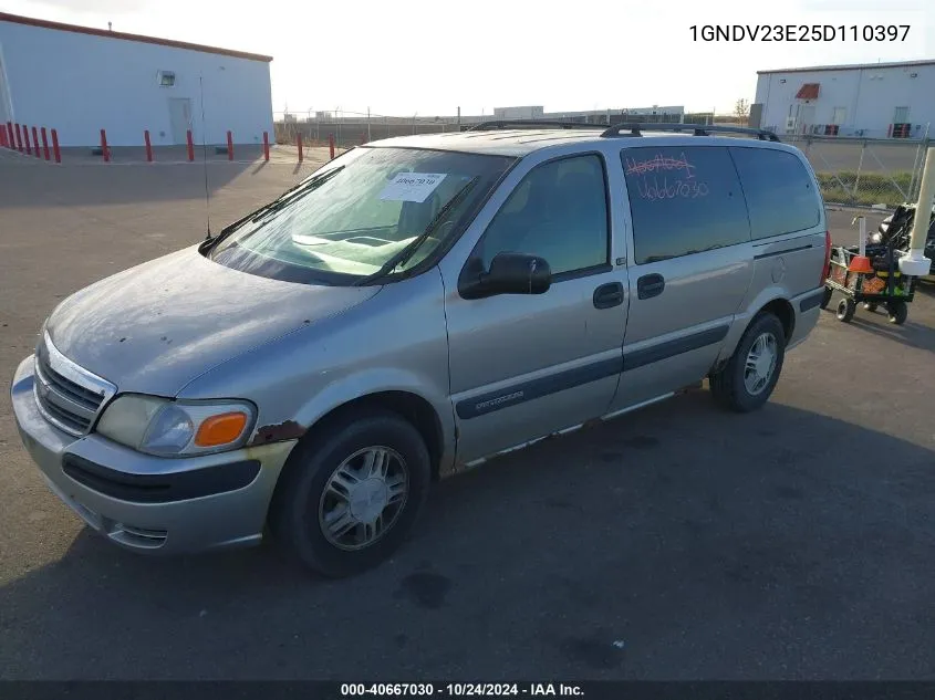 2005 Chevrolet Venture Ls VIN: 1GNDV23E25D110397 Lot: 40667030