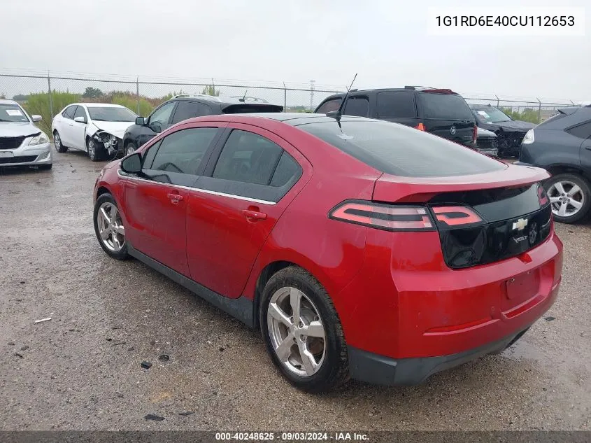 2012 Chevrolet Volt VIN: 1G1RD6E40CU112653 Lot: 40248625