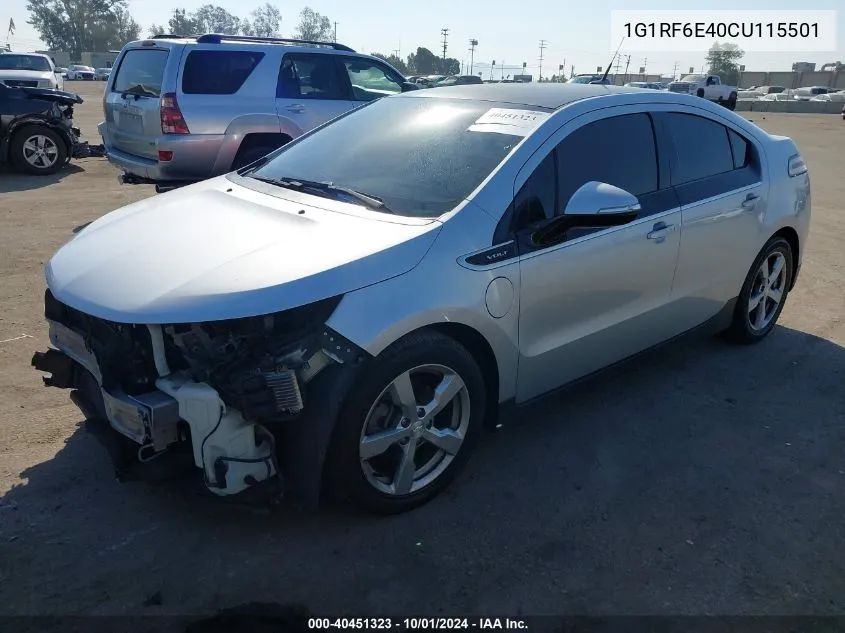 2012 Chevrolet Volt VIN: 1G1RF6E40CU115501 Lot: 40451323