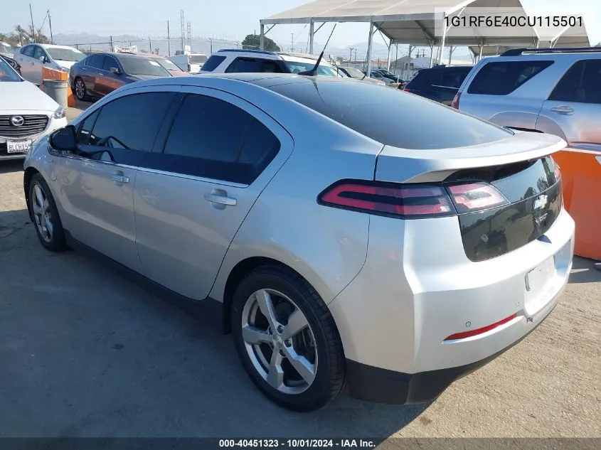 2012 Chevrolet Volt VIN: 1G1RF6E40CU115501 Lot: 40451323