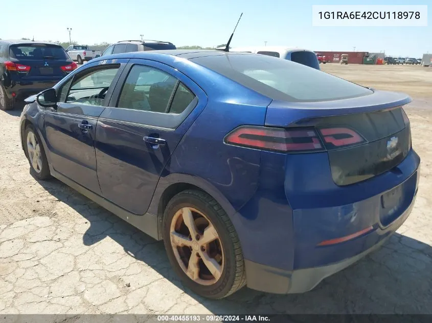 1G1RA6E42CU118978 2012 Chevrolet Volt