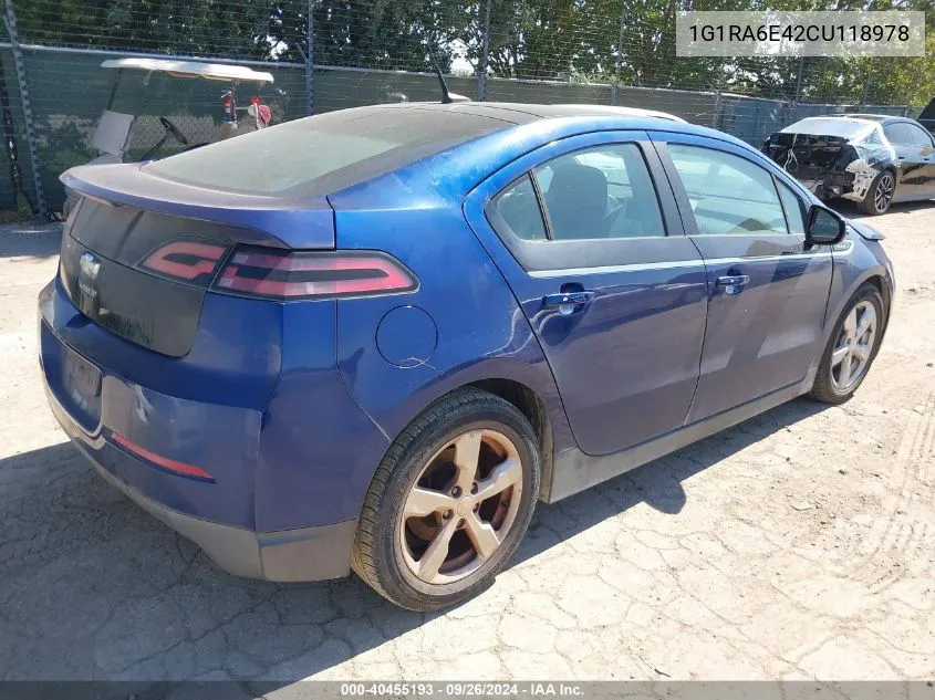 1G1RA6E42CU118978 2012 Chevrolet Volt