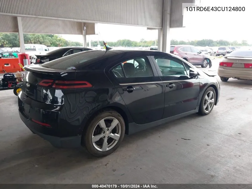 2012 Chevrolet Volt VIN: 1G1RD6E43CU124800 Lot: 40470179