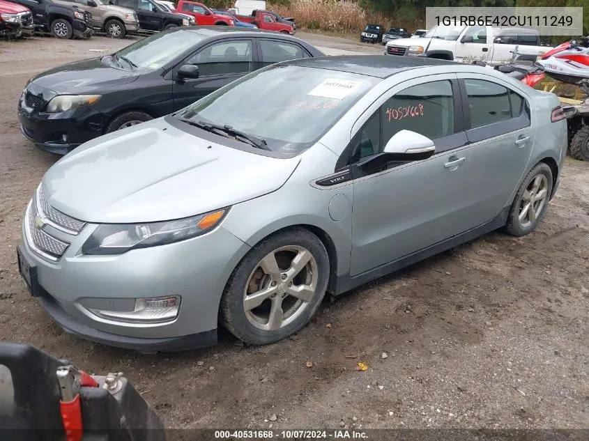 2012 Chevrolet Volt VIN: 1G1RB6E42CU111249 Lot: 40531668