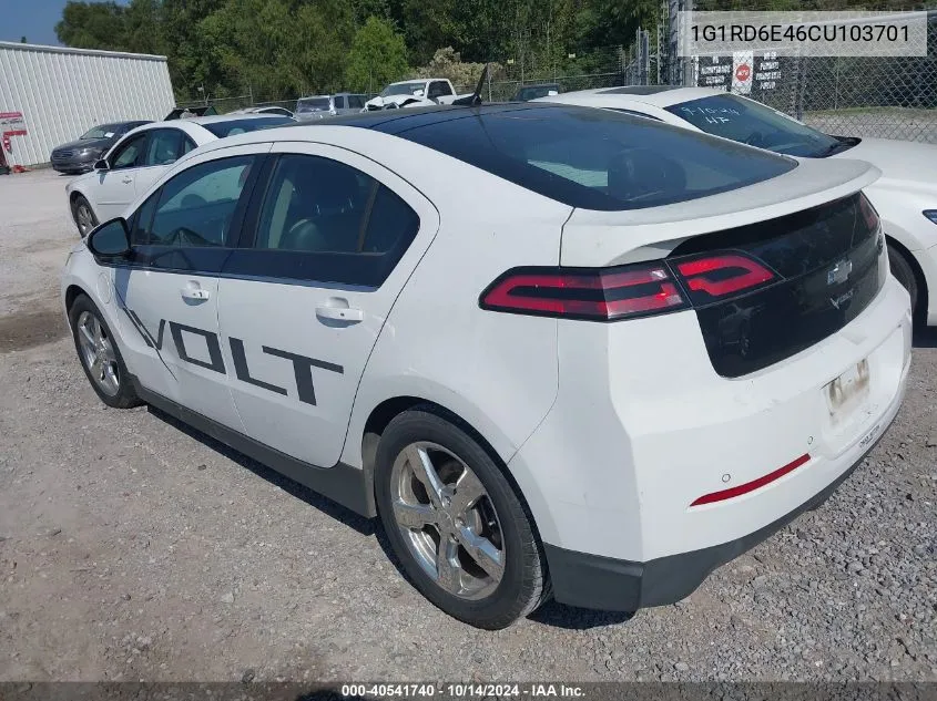 2012 Chevrolet Volt VIN: 1G1RD6E46CU103701 Lot: 40541740