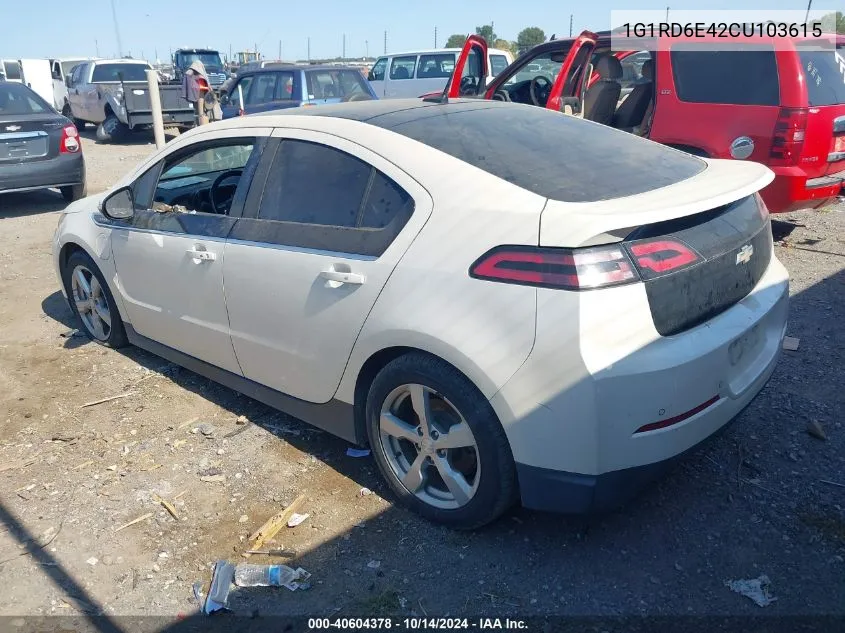 2012 Chevrolet Volt VIN: 1G1RD6E42CU103615 Lot: 40604378